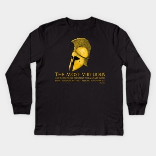 Ancient Greek Philosophy Quote - Plato On Virtue - Anti SJW Kids Long Sleeve T-Shirt